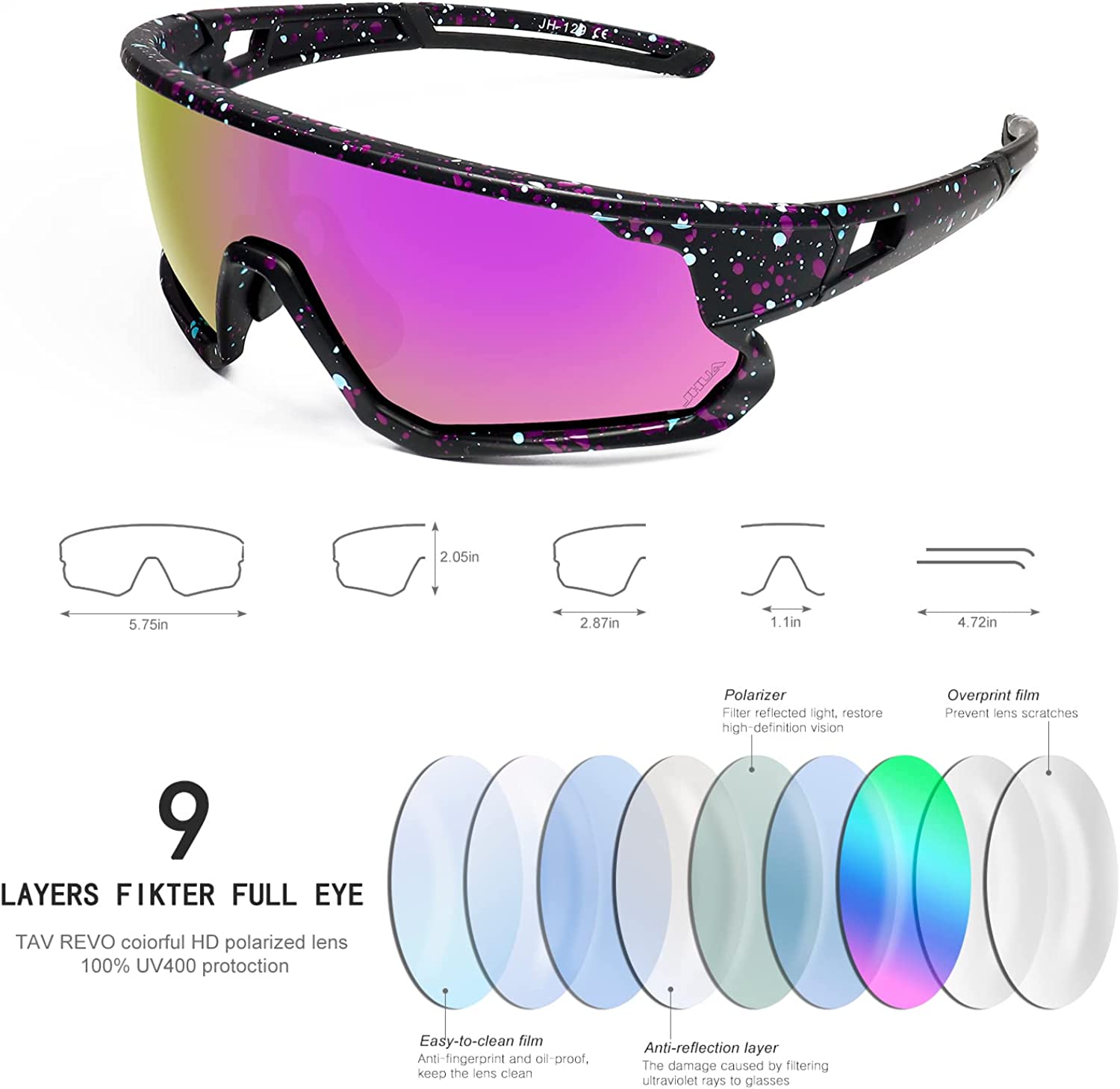 UV400 protective sports sunglasses